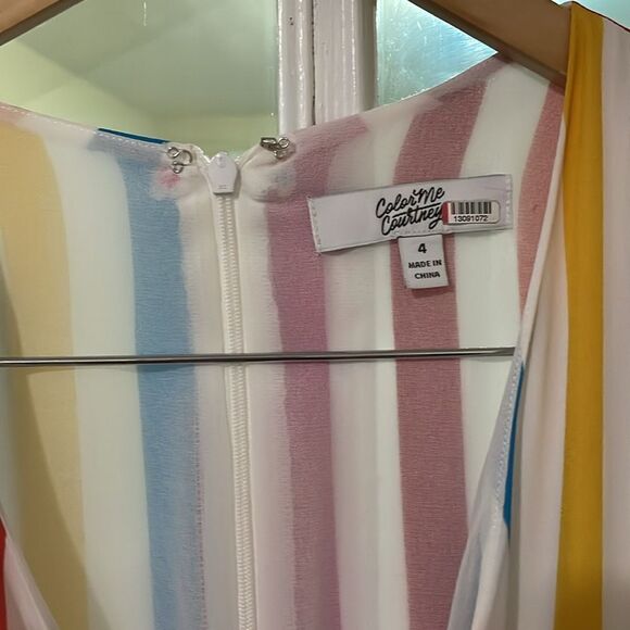 Color me Courtney rainbow multi stripe Sheree cap sleeve wide leg jumpsuit - Picture 5 of 13